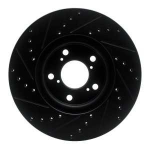 Honda Ridgeline Brake Rotor (1) - Front Right - R1 Concepts - Drilled & Slotted - Black - `06-`14